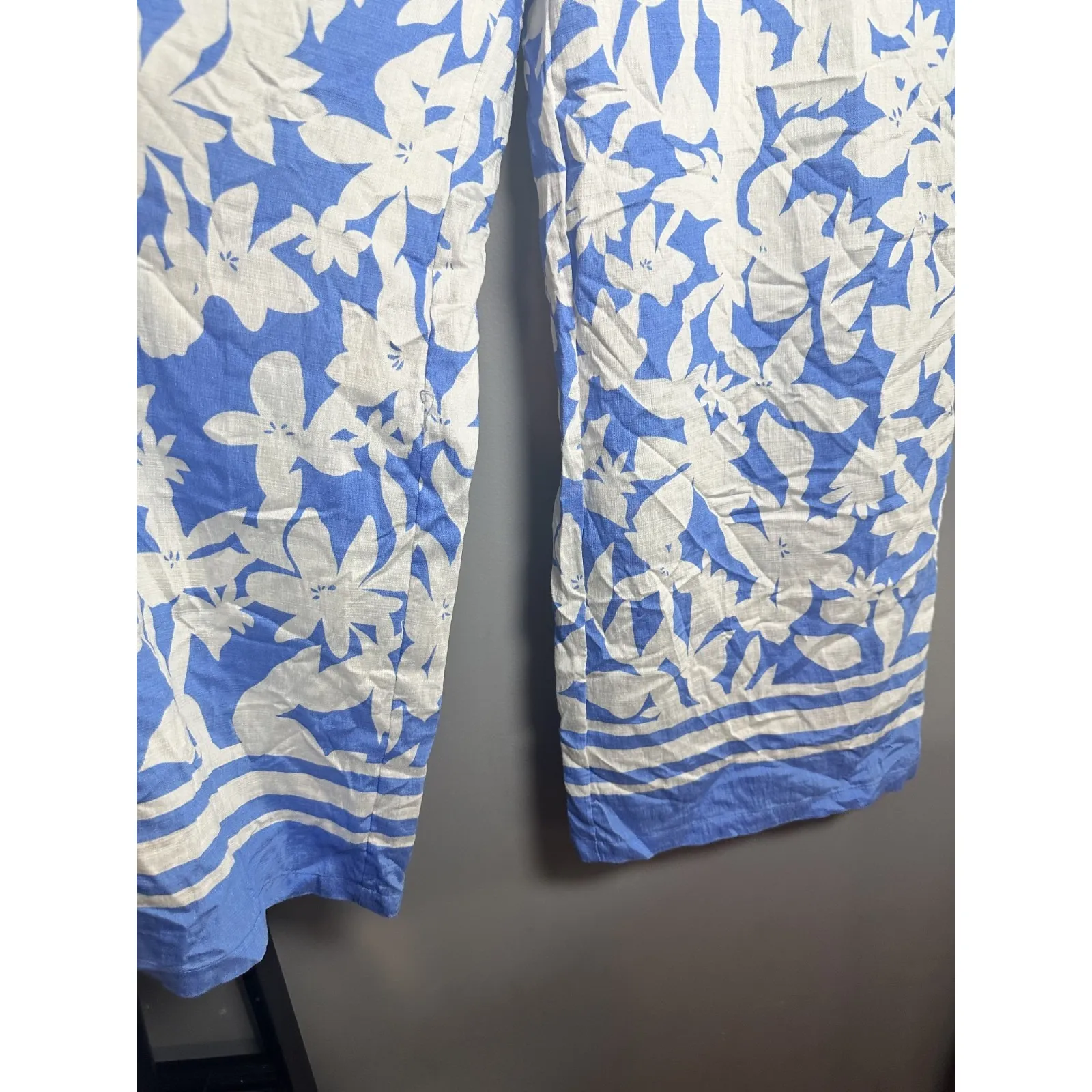 LILI SIDINIO MOLLY BRACKEN WIDE LEG BLUE WHITE PLEATED HIGH RISE PANTS NWOT‎ XS - Image 7