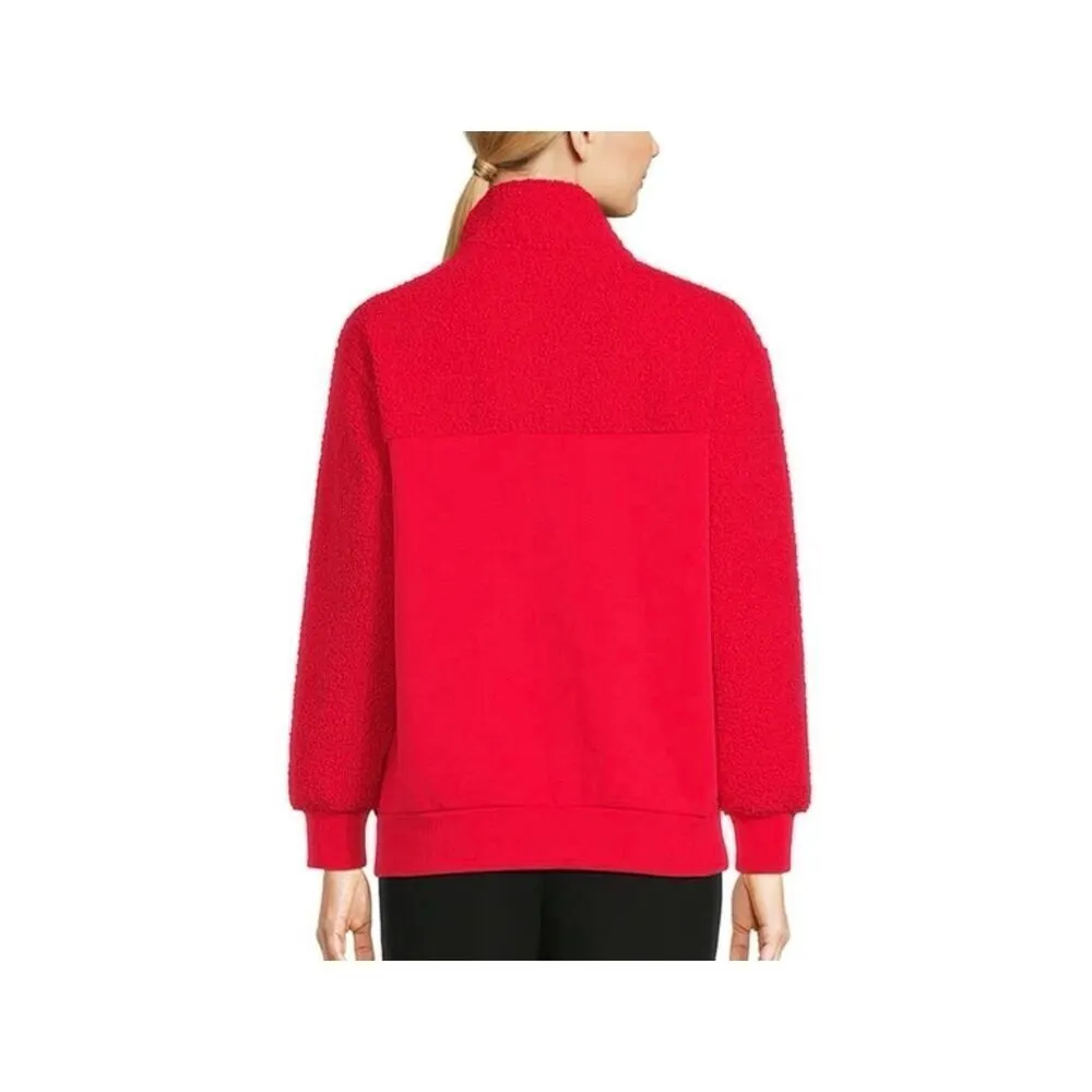 Time And Tru red Sherpa pullover sweater M 8/10 Red Size M - Image 2