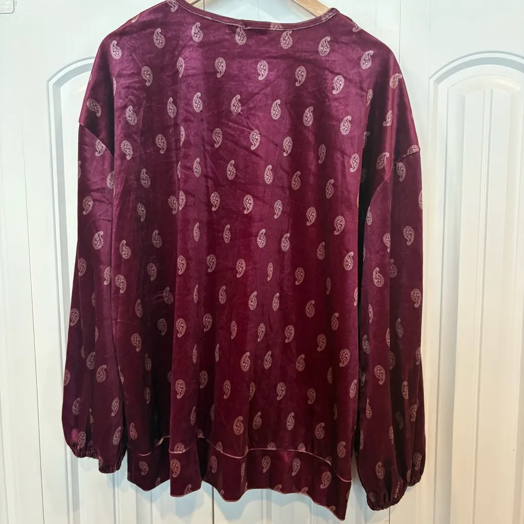 Suzanne Betro Burgundy Velvet Top‎ Size 2X - Image 2