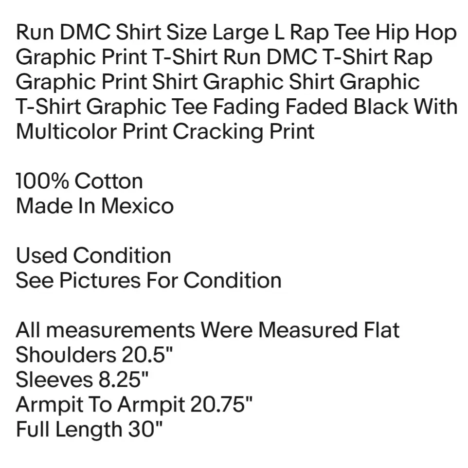 Shirt Size Large L Rap Tee Hip Hop Graphic Print T-Shirt Run DMC T-Shirt Unisex T-Shirt - Image 2