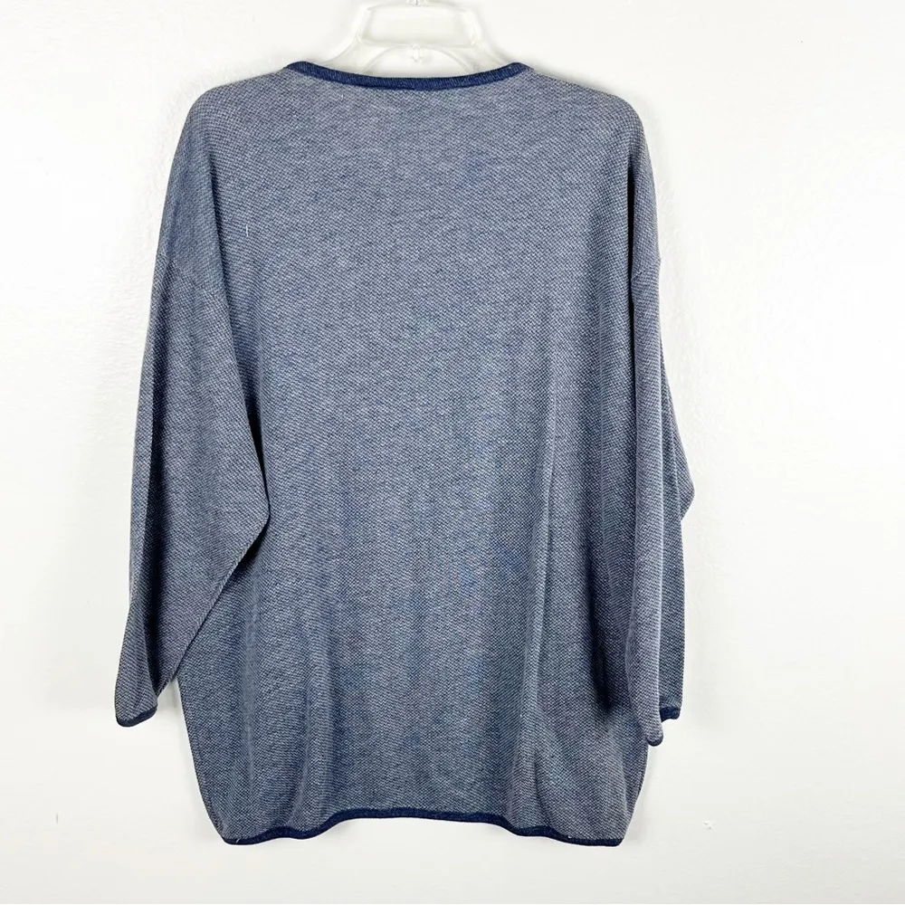 NEIMAN MARCUS Deadstock Blue Long Sleeves Beaded Top, Size Large - Image 2