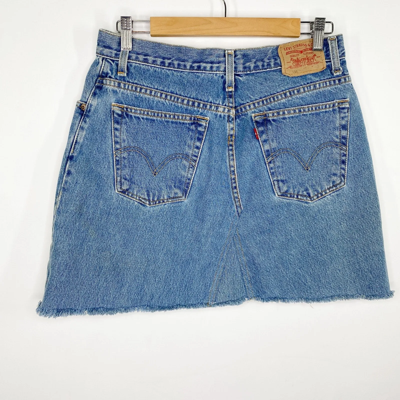 Levi's Handmade Classic Relaxed Light Wash Blue Denim Mini Skirt Women's Size 31 - Image 2
