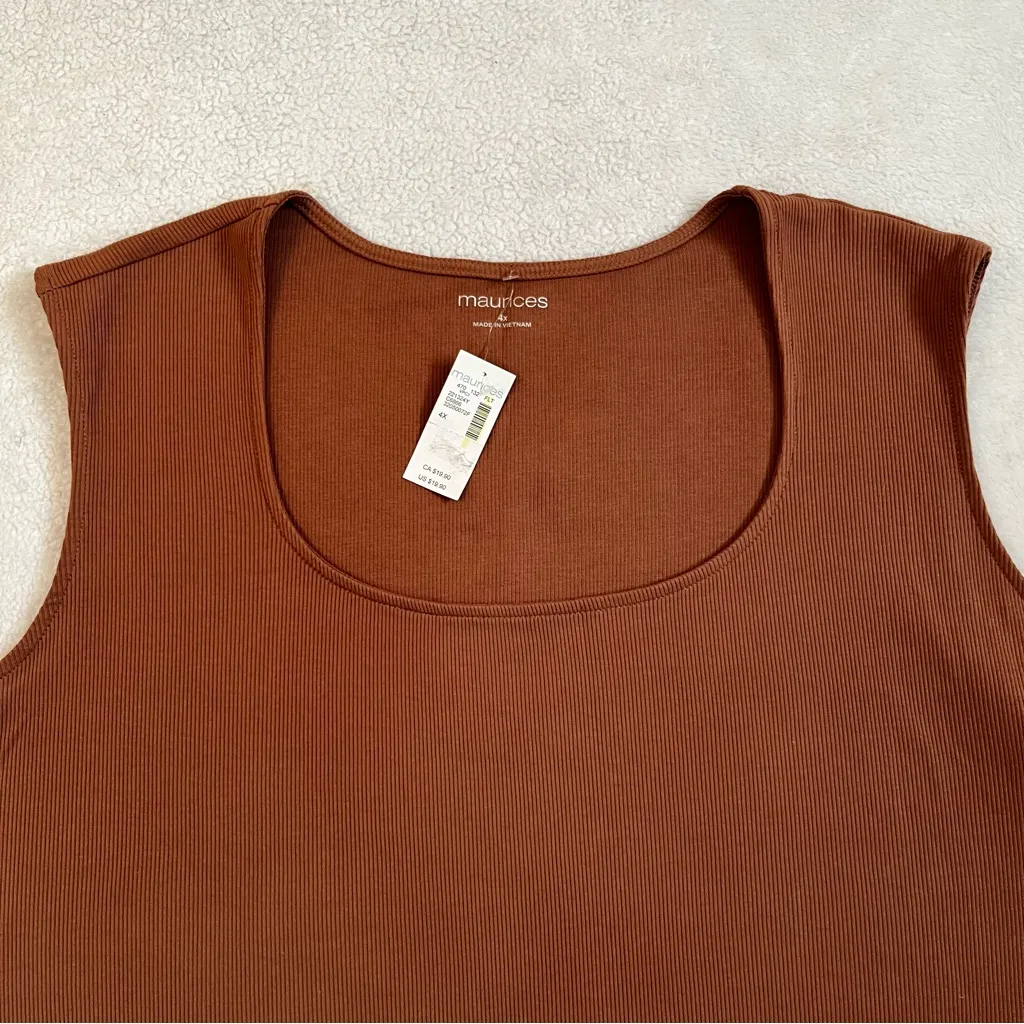 Maurices Rich Brown Tank Top Cotton Blend Layering Neutral Plus Size 4XL - Image 7