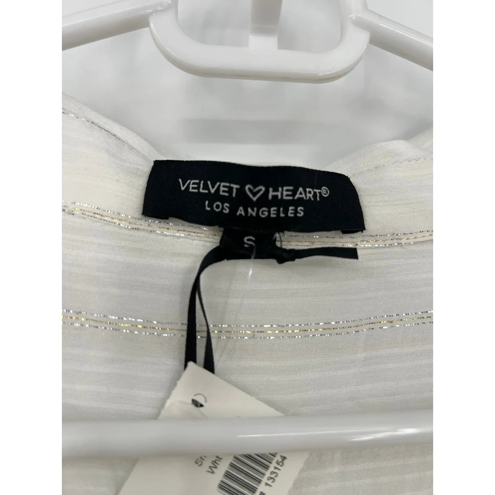 NWT Velvet Heart  | S |Top Shirt Metallic Silver striped long sleeve blouse - Image 9