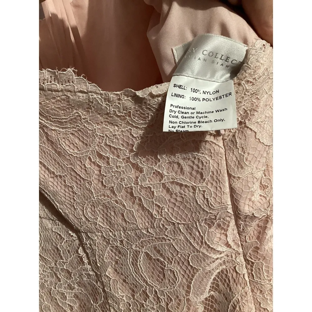 Dessy Group Halter Criss Cross Open Back Lace Trumpet Gown Blush 18 Pink - Image 9