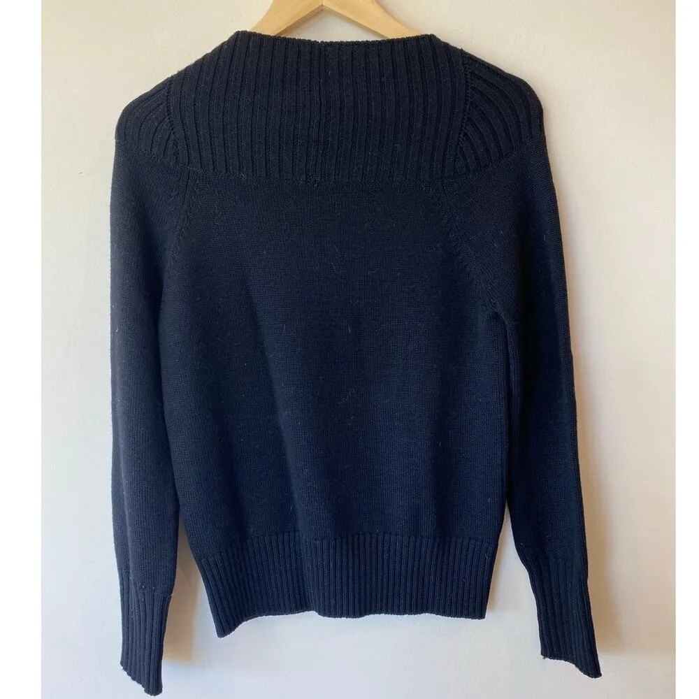 Max Mara Leisure Ribbed Crossover Knit Pullover Sweater Wool Black Women’s - Image 2