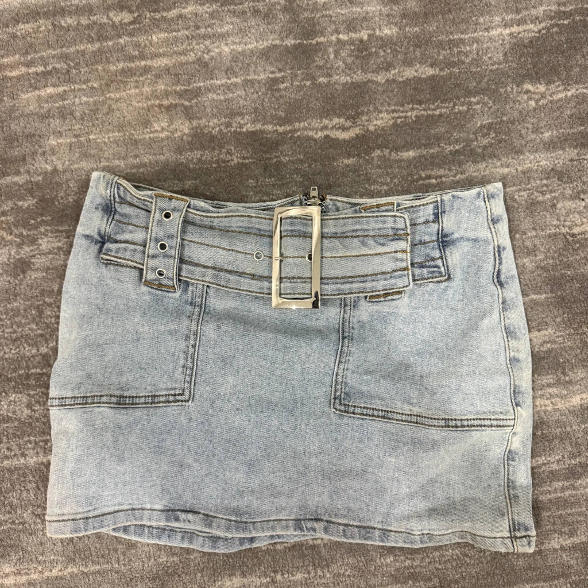 Edikted  Light Blue Denim Mini Skirt - Image 2