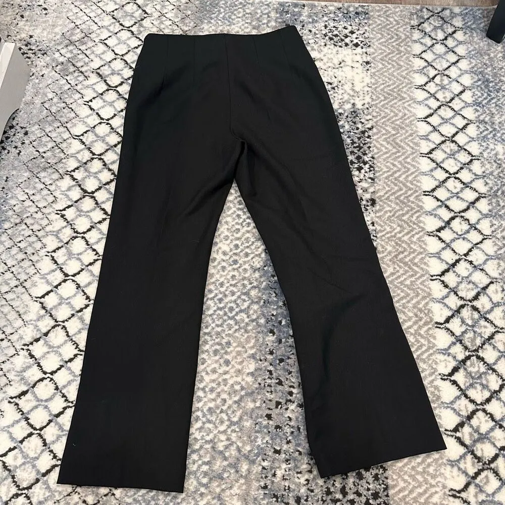 Club Monaco Linzee Wool Blend Black Mid Rise Trouser pants Size 2 Button Hem - Image 11
