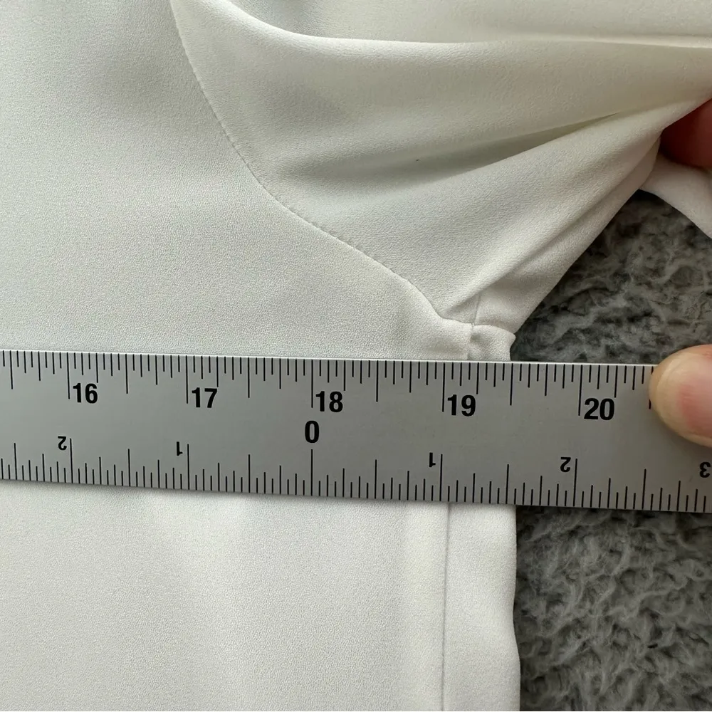 Cartise‎ Long Sleeve V Neck Zipper Blouse White Yellow Semi Sheer Women's 4 - Image 7