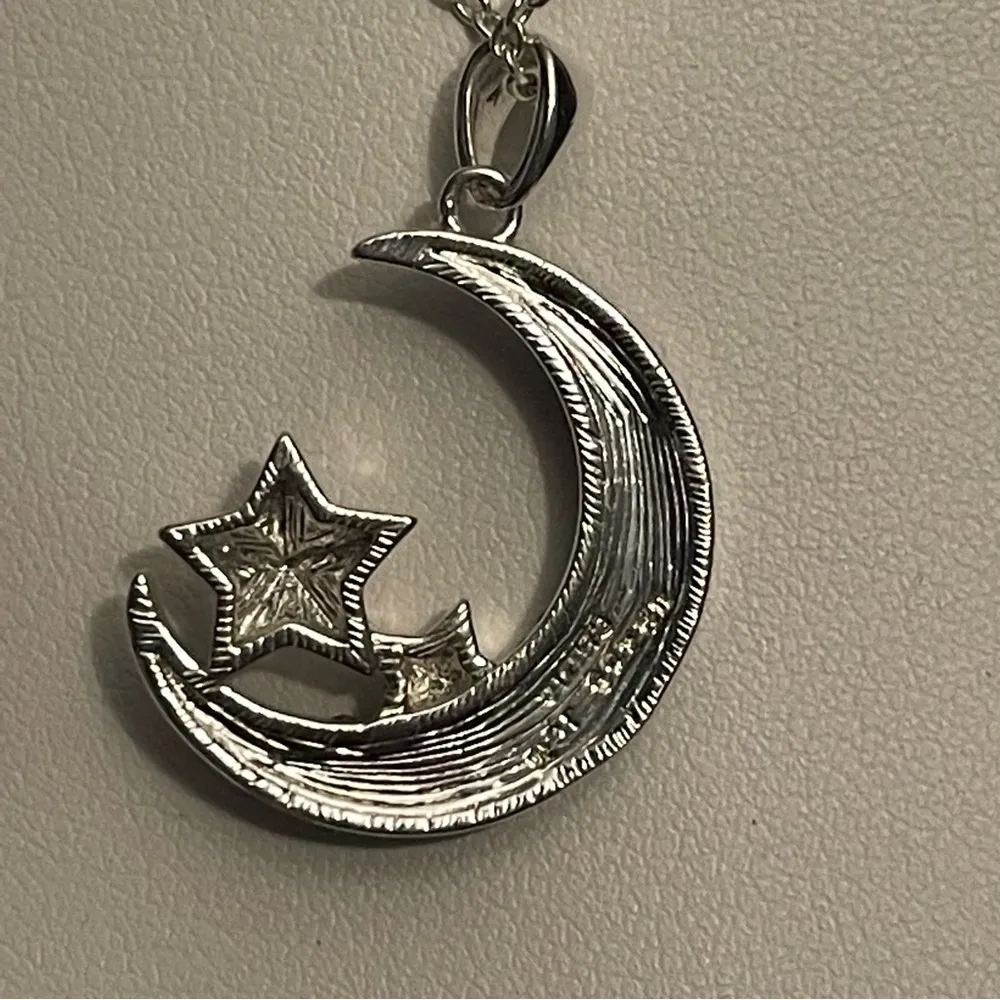 Jacmel Jewelry blue rhinestones crescent moon with stars pendant necklace - Image 2