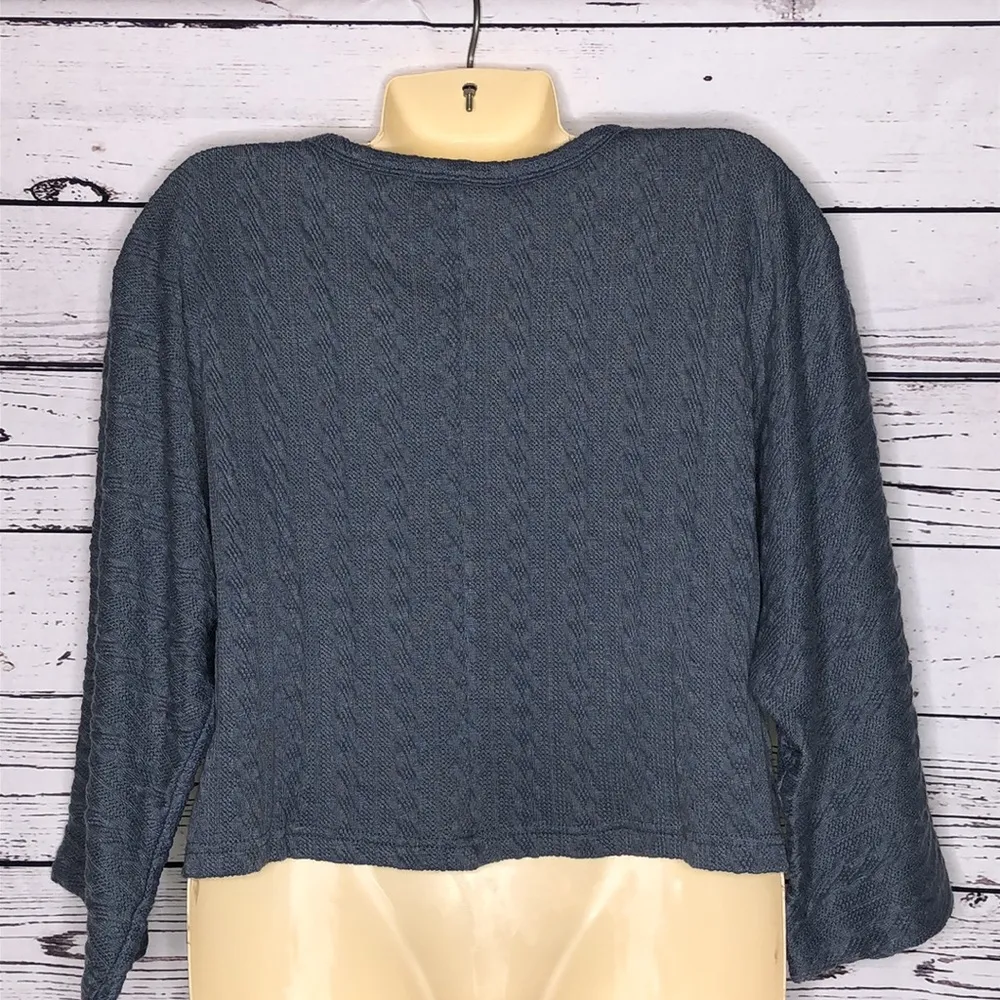 Bishop + Young NWT Size M Cloud Blue Crop Heritage Cable Tee Sweater Top - Image 4