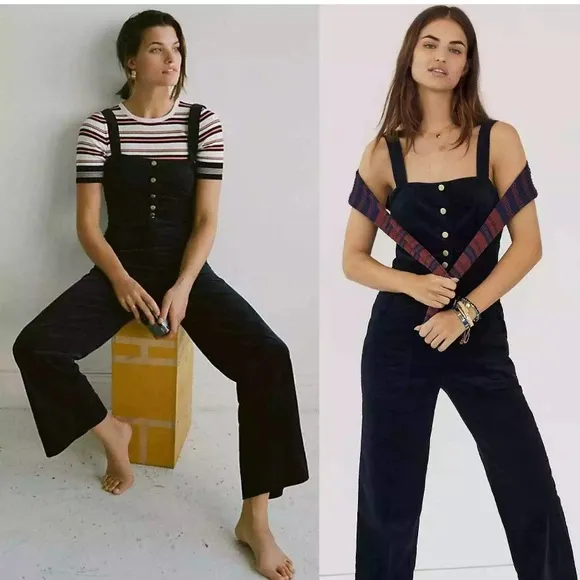 Anthropologie Joanie corduroy jumpsuit pants size 14 Large New NWT dark blue HTF - Image 2