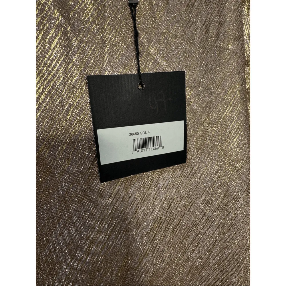 Mac Duggal NWT Shining Pleated Sheath Dress in Gold Size 4 - Image 7