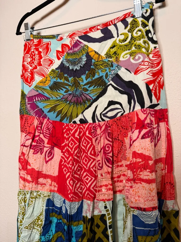 WhimsyGoth Colorful Patchwork Boho Maxi Skirt - Image 2