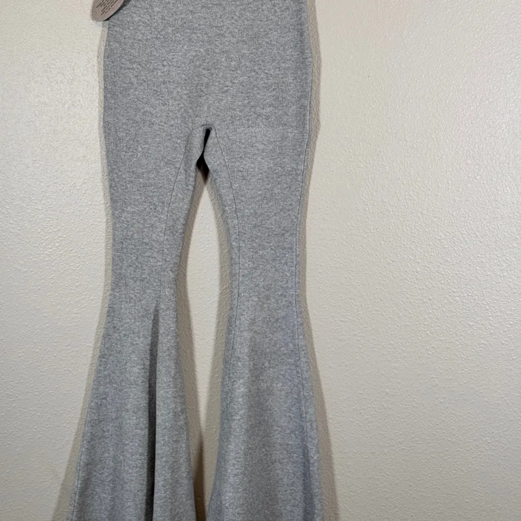 Isa Boulder Grey Tent Knit Pants Womens S Flare High Rise Casual Luxury Designer Gray - Image 9