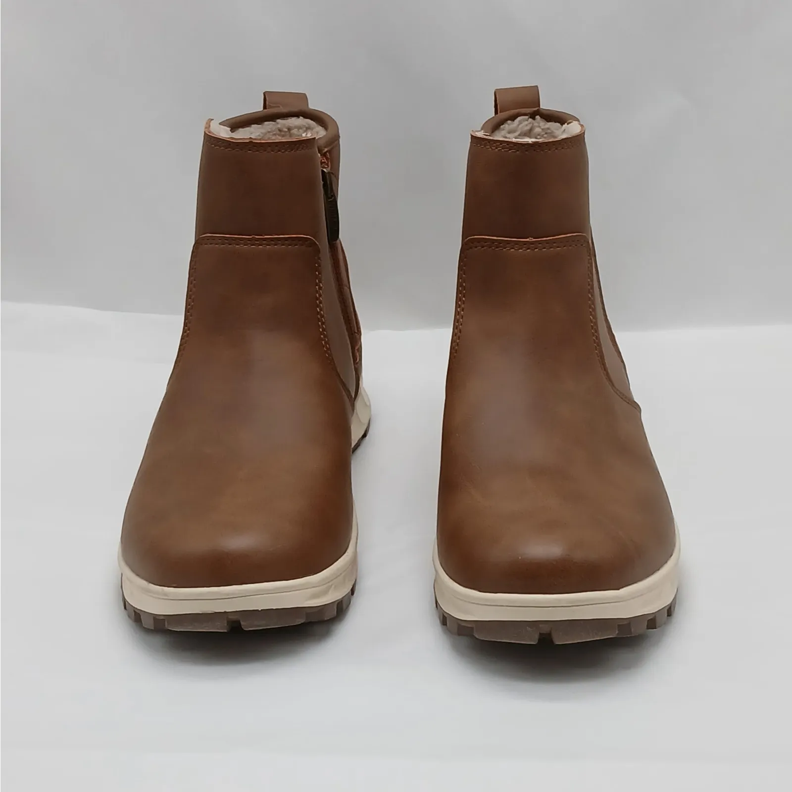 Khombu Women's Ankle Boots Size 8M Brown Faux Leather Sherpa Fleece Lined Hiking - Image 3