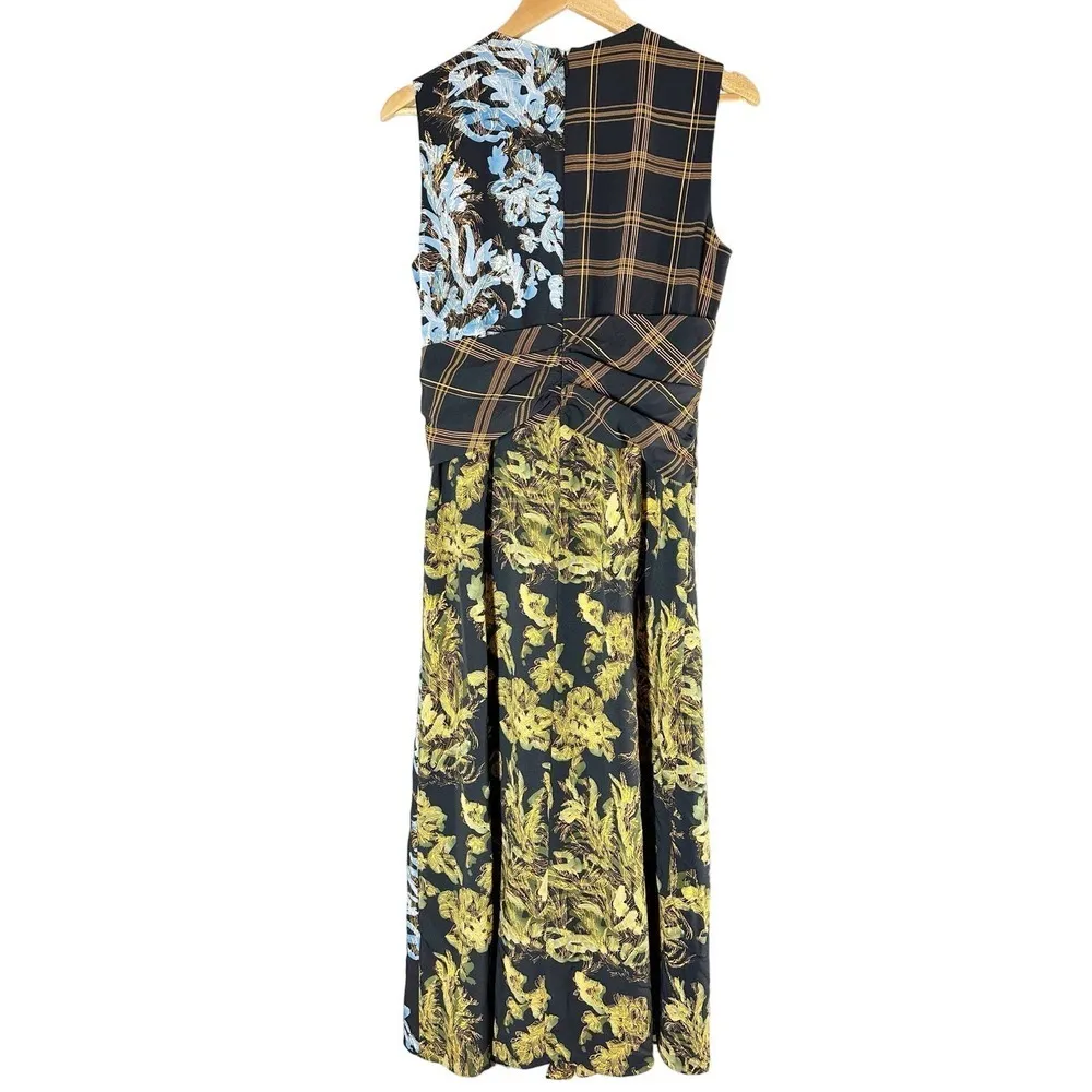 Lafayette 148 New York Mixed Media Twist Front Dress Size US 8 Golden Yellow - Image 2