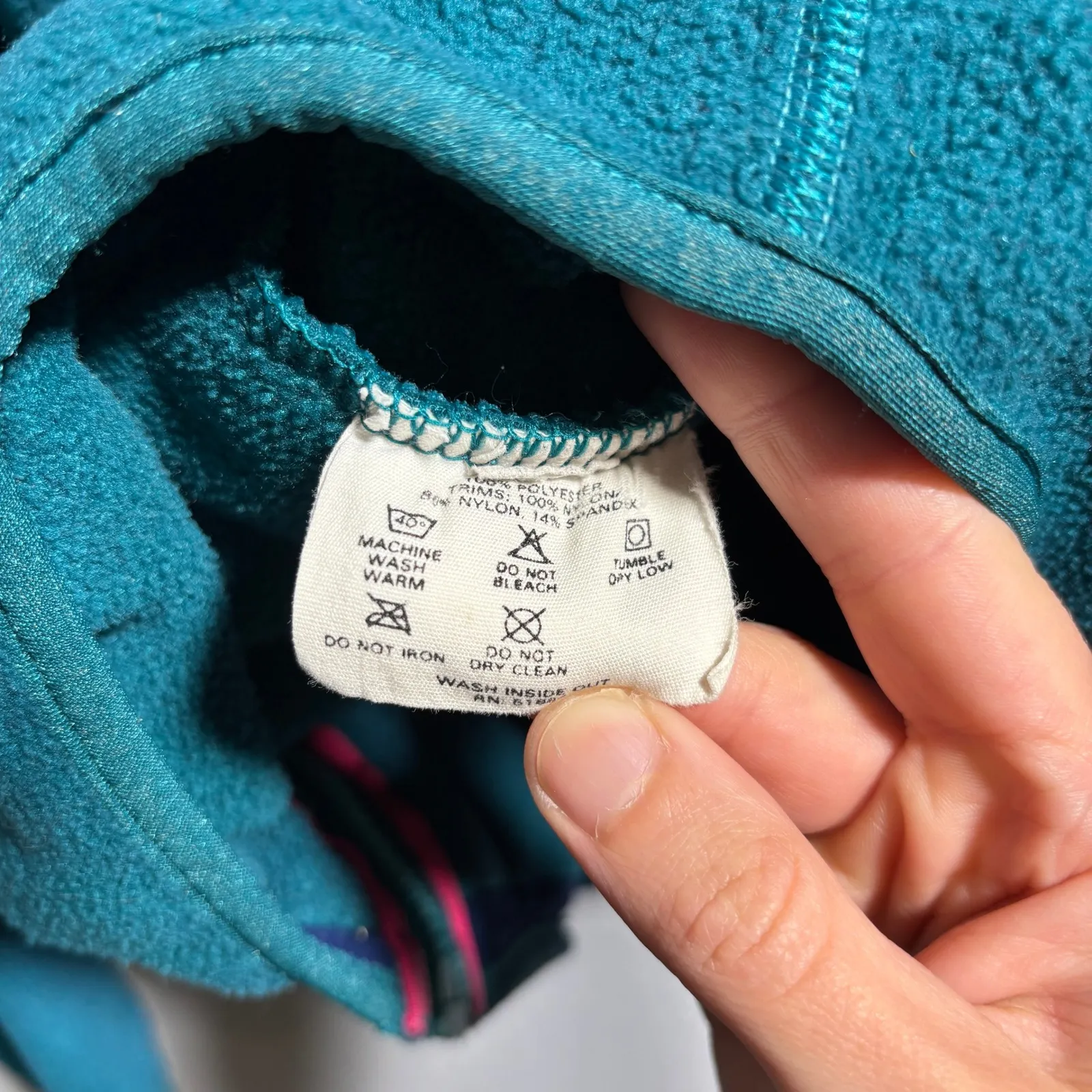 Vintage‎ 90s Patagonia Teal Green Blue Fleece Jacket USA Made Womens M Deep Pile - Image 5