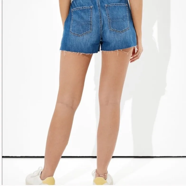 American Eagle Outfitters Paperbag Belted High Waist Blue Denim Mom Shorts - Image 2