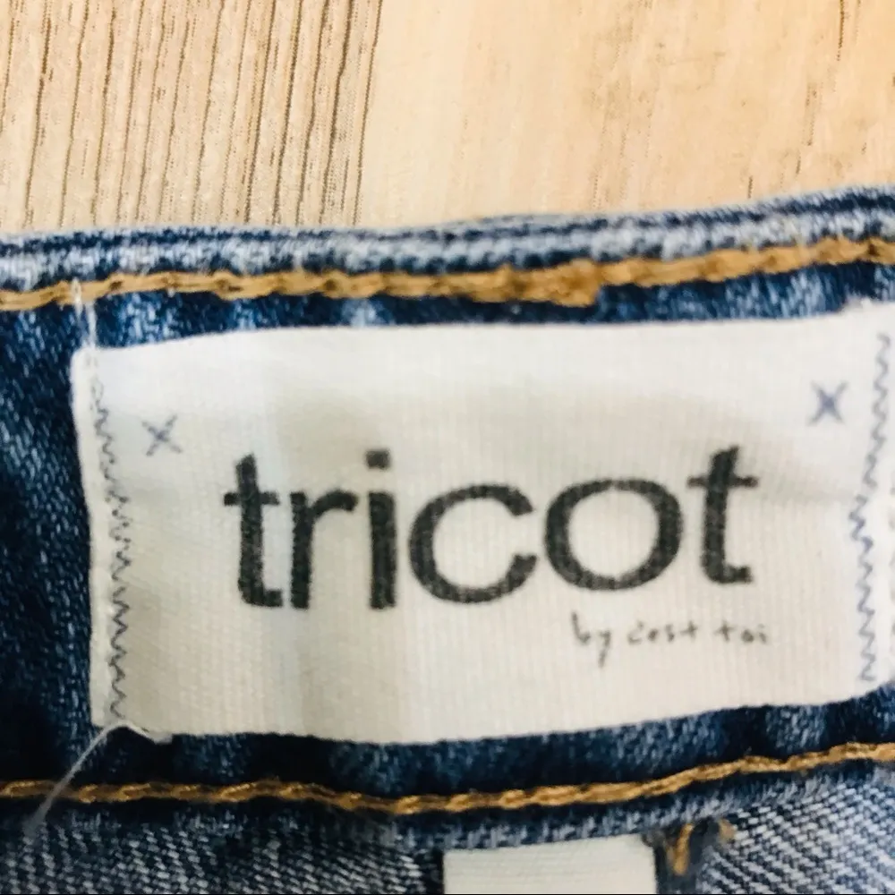 C'EST TOI DISTRESSED BOYFRIEND JEANS Raw hem sz 9/28 Blue - Image 9