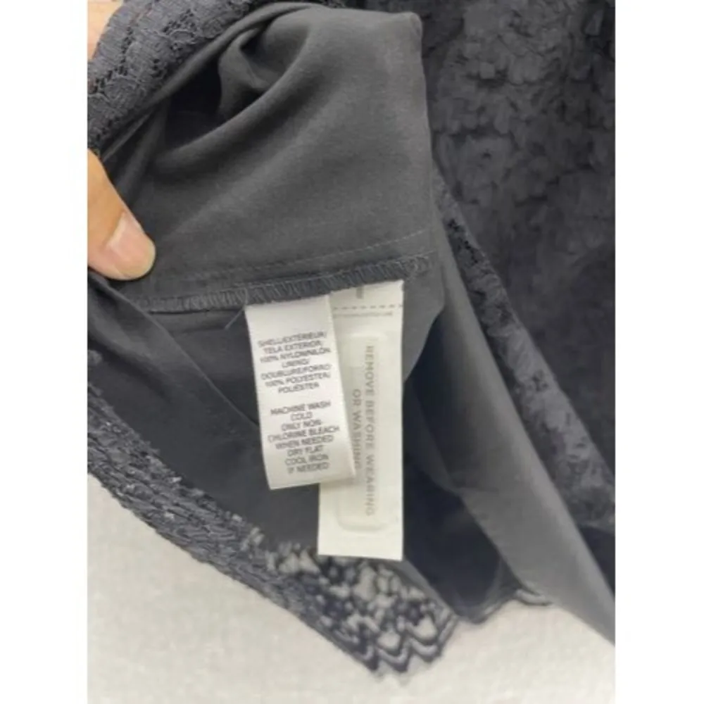 LOFT Ann Taylor Women's Dress Lace Overlay Solid Black Sleeveless Size 6 Petite - Image 6