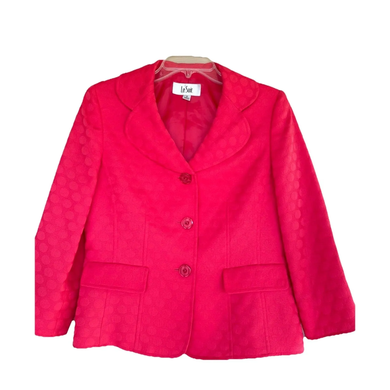Le Suit Royal Coral Red Blazer Top Sz 8 Business Casual - Image 7