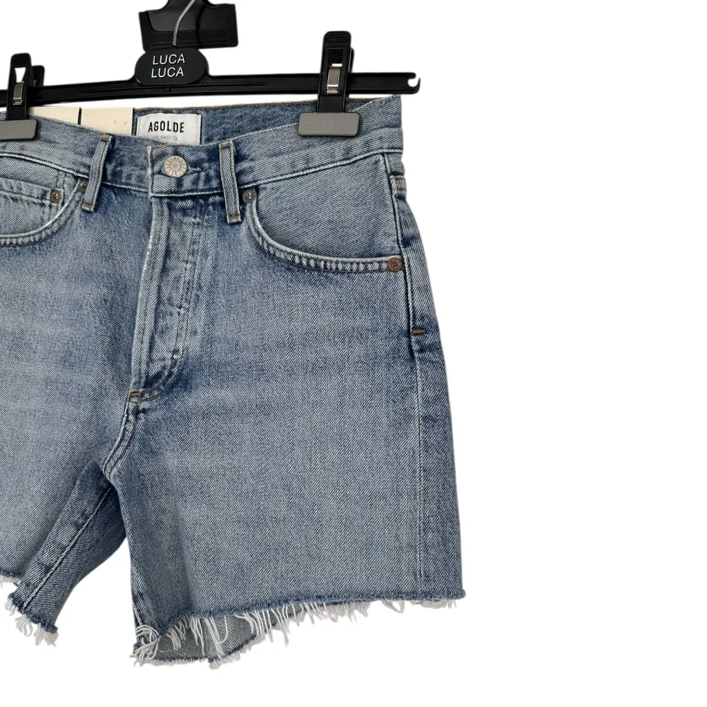 AGolde Reese Relaxed Cut Off Short in Wonder Wash size 23 NWT Raw Hem 5 Pockets - Image 5