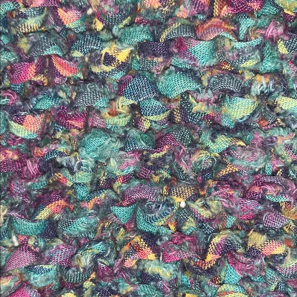 Vintage 90s Rag Knit Colorful Crochet Cotton Cropped Cardigan Sleeveless Vest S Blue - Image 7