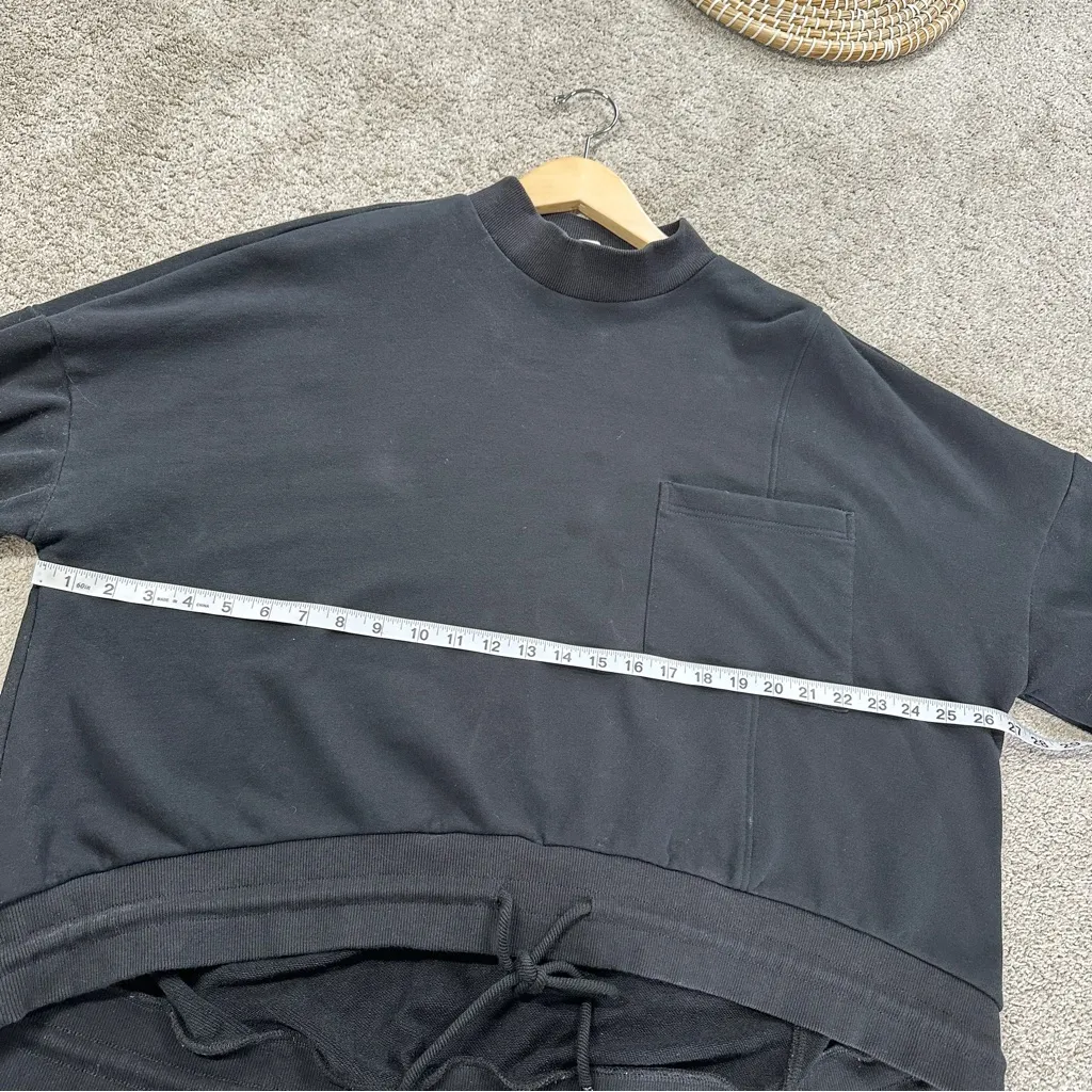 Nap Women’s Loungewear Terry Cropped Boxy Sweatshirt Mock Neck in Black L Size L - Image 14