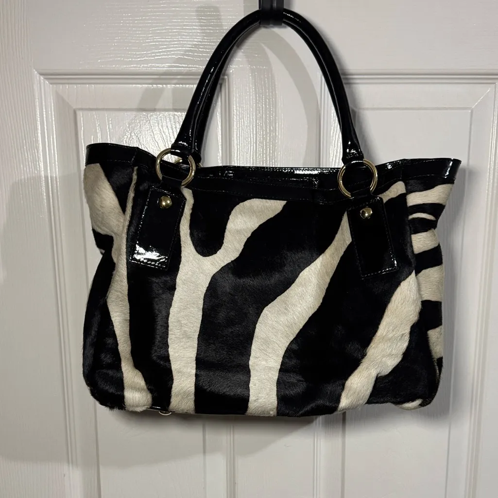 Cavalcanti Zebra Print Cow Hide Bag Black - Image 4
