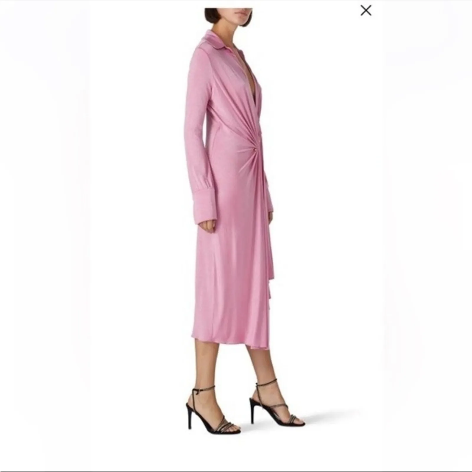 Dodo Bar Or Lorenne pink draped long sleeve midi dress Size 10 - Image 3
