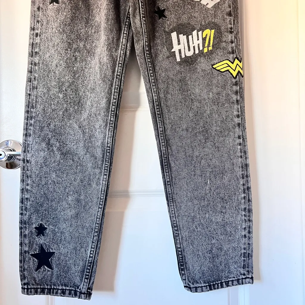 Zara x Wonder Woman Dark Wash Embroidered 100% Cotton High Waist Jeans Size 4 - Image 3
