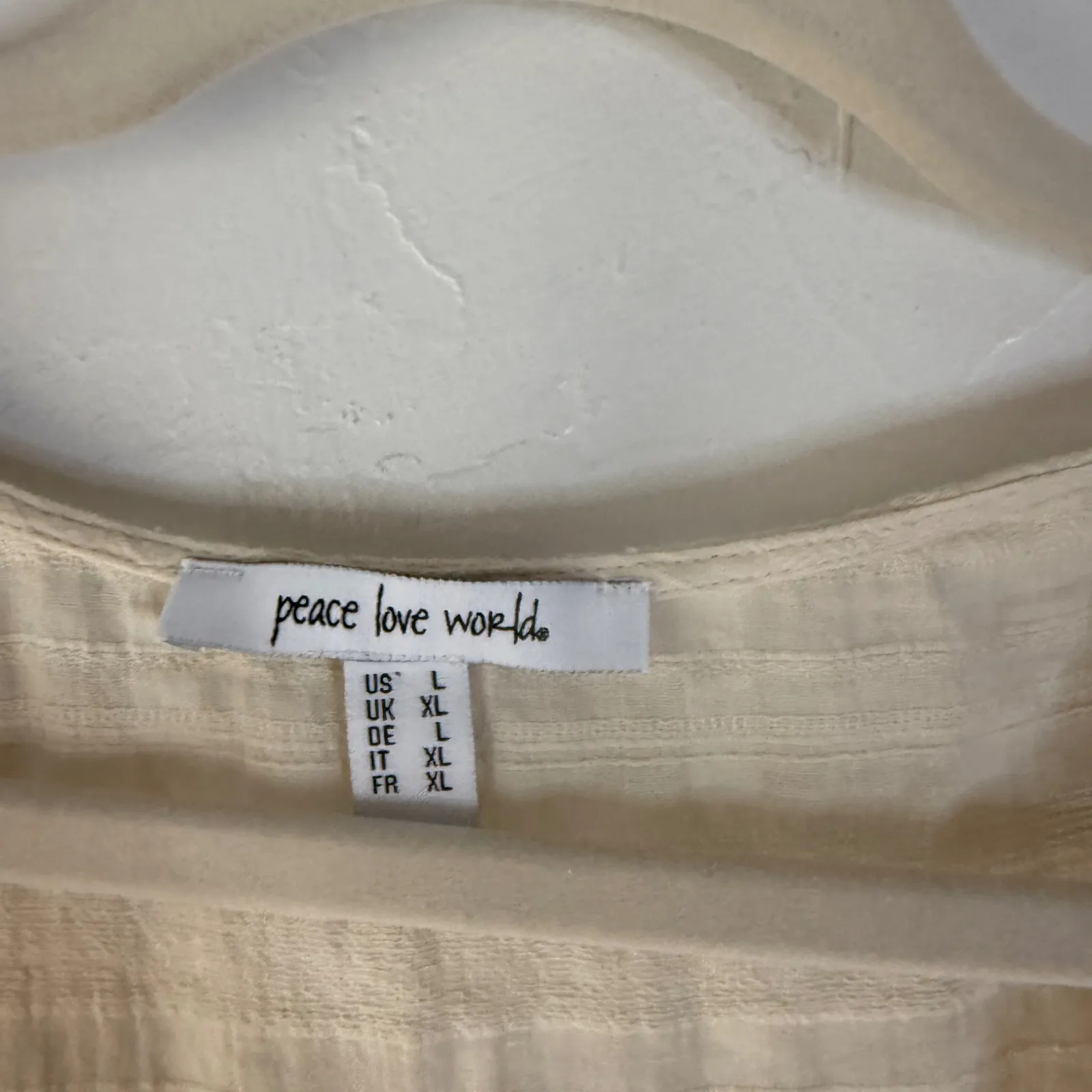 Peace Love‎ World Beige Cotton Lace Trimmed Ruffle Sl Duster Kimono Cardigan L - Image 4