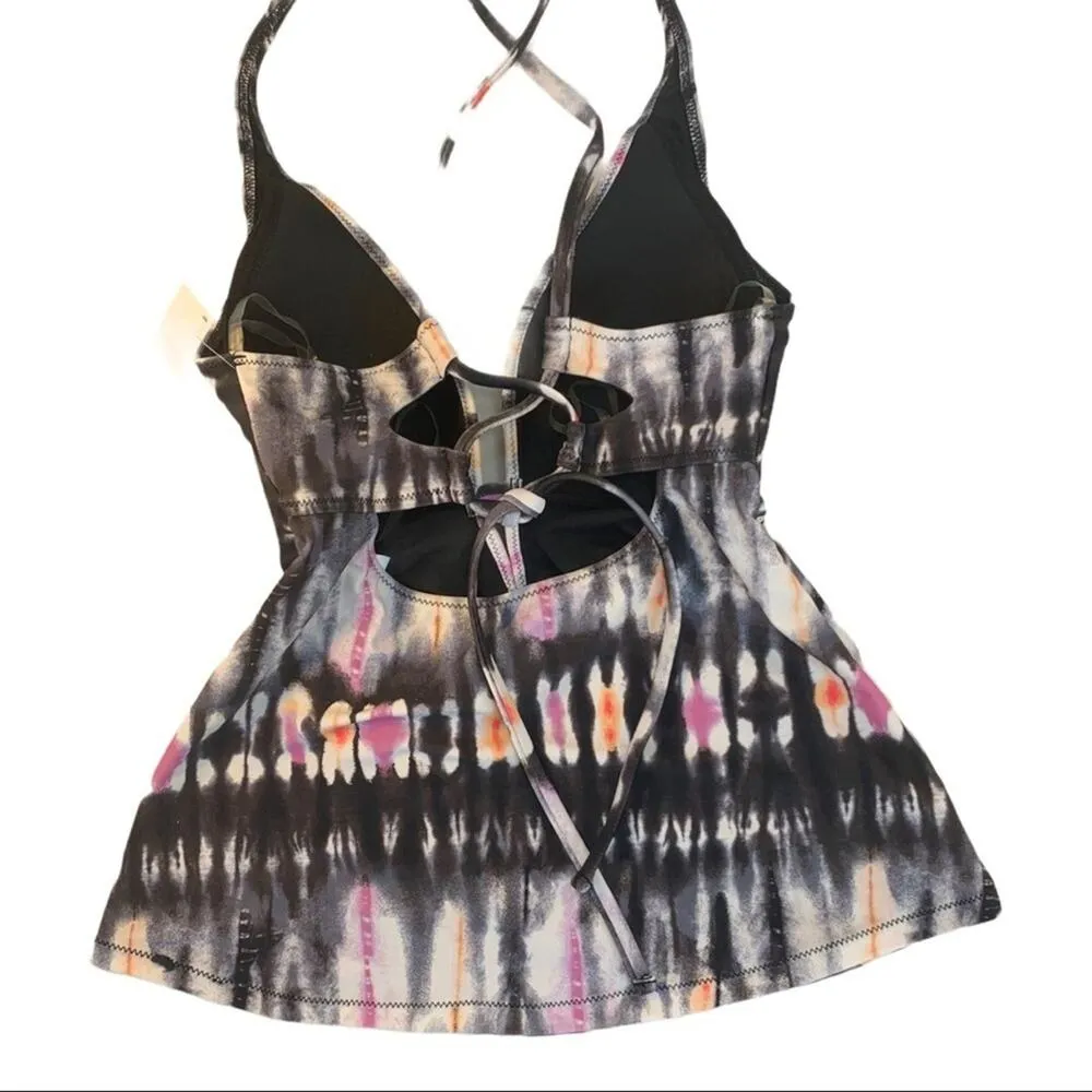 Bar III | NWT | XS | Ink Dye Pink Gray Plunge Neck Tankini Swim Top - Image 5