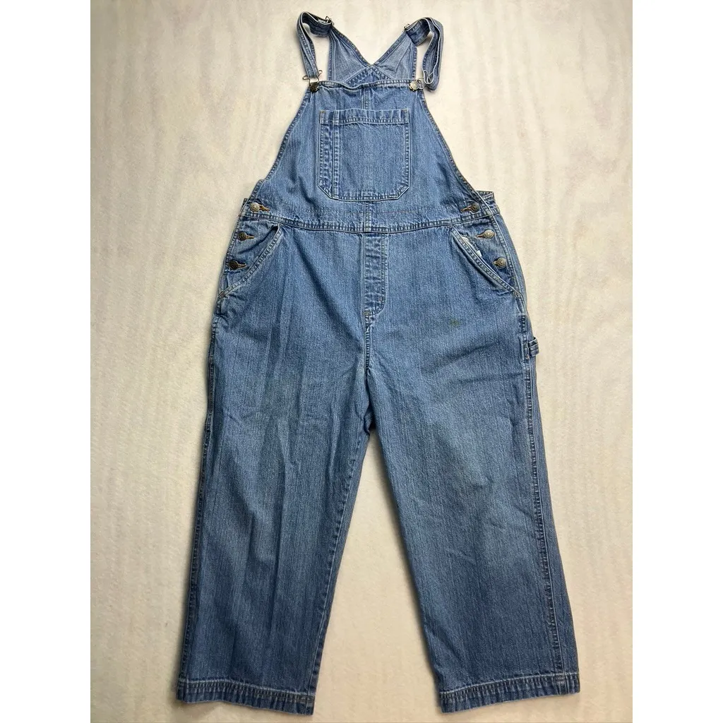 Cherokee Denim Overalls Women Size L Blue Cotton Workwear Relaxed Fit - Image 2