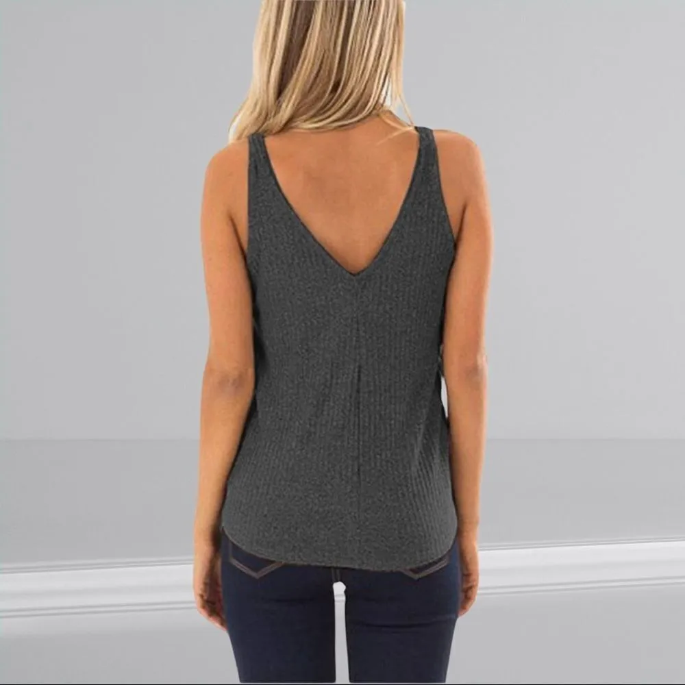 Lightweight gray waffle style tie hem top Gray Size M - Image 4