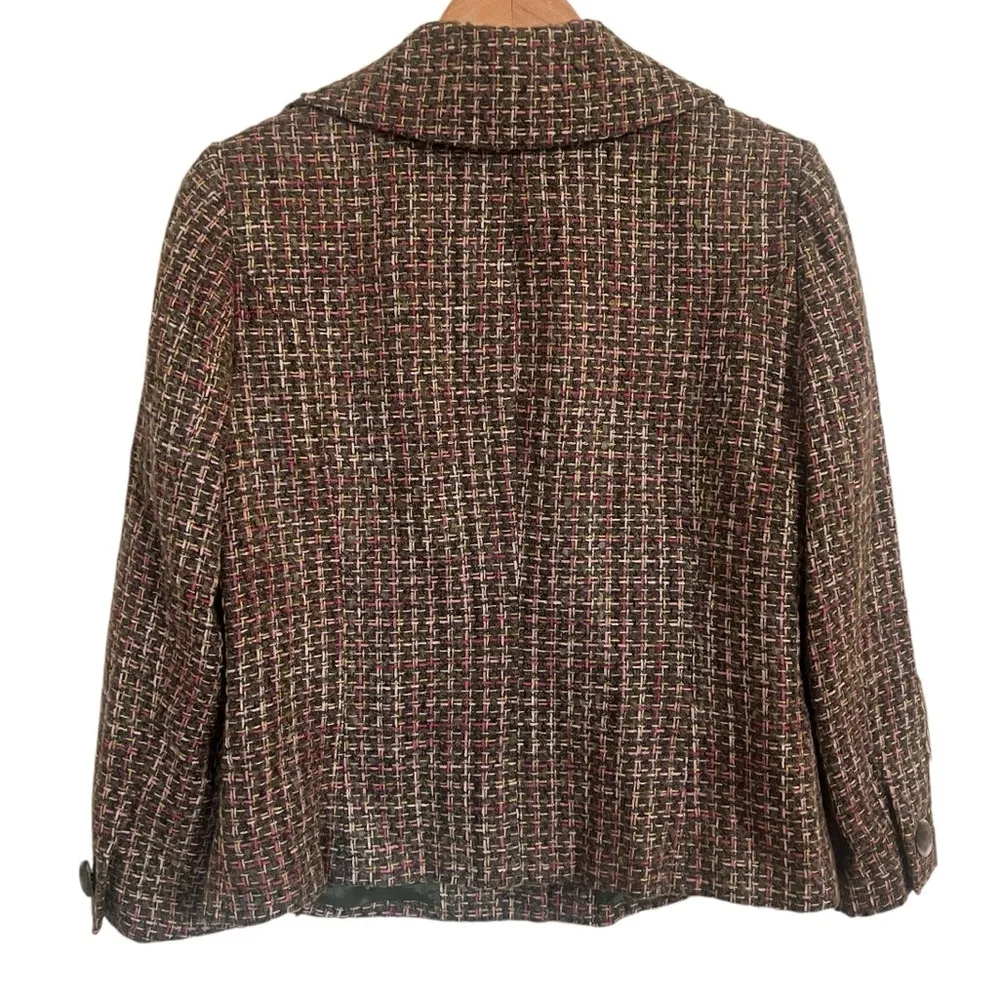 SIGRID OLSEN SIZE 6 TEXTURED  GREEN W/PINK UNDERTONES JACKET BLAZER EUC - Image 3