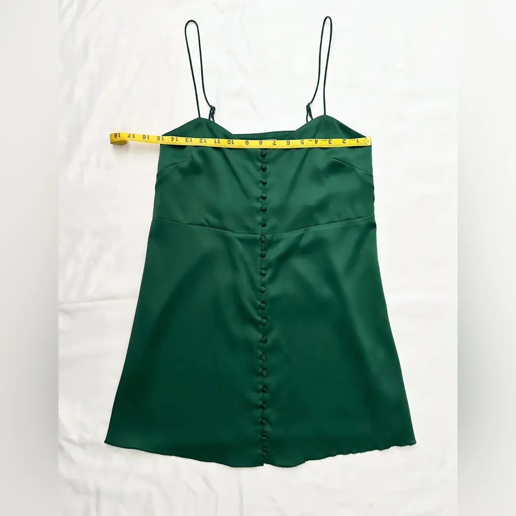 Urban Outfitters Padova Satin Slip Button-Up Mini Dress - Emerald Green - S - Image 11