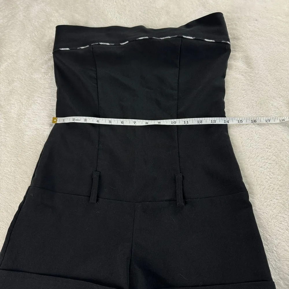 OPEN Collection Romper Womens Sz M Black Strapless Back Zipper Cuffed Minimalist Size M - Image 5