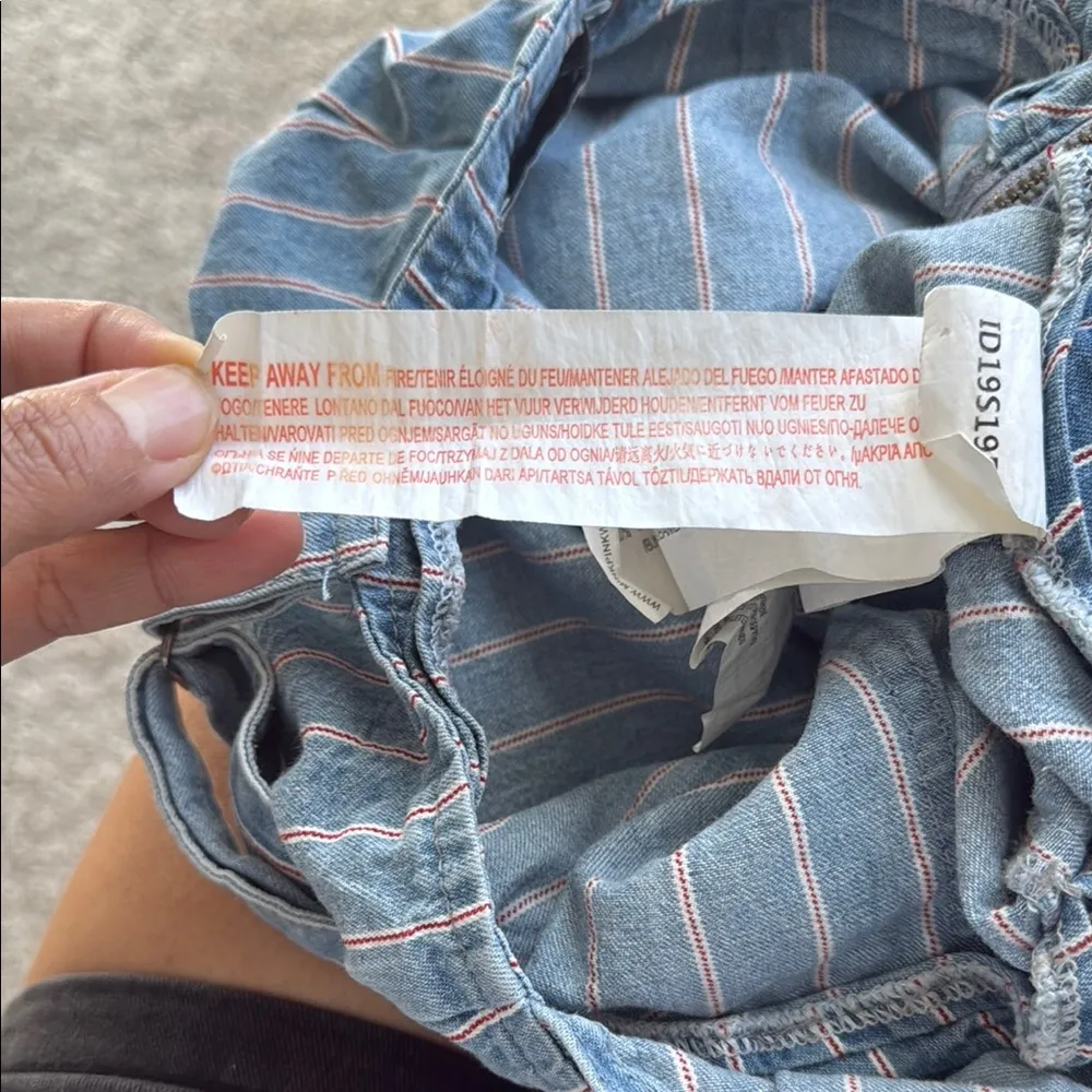 Blue and White Striped Romper with Shoulder Straps - Image 9