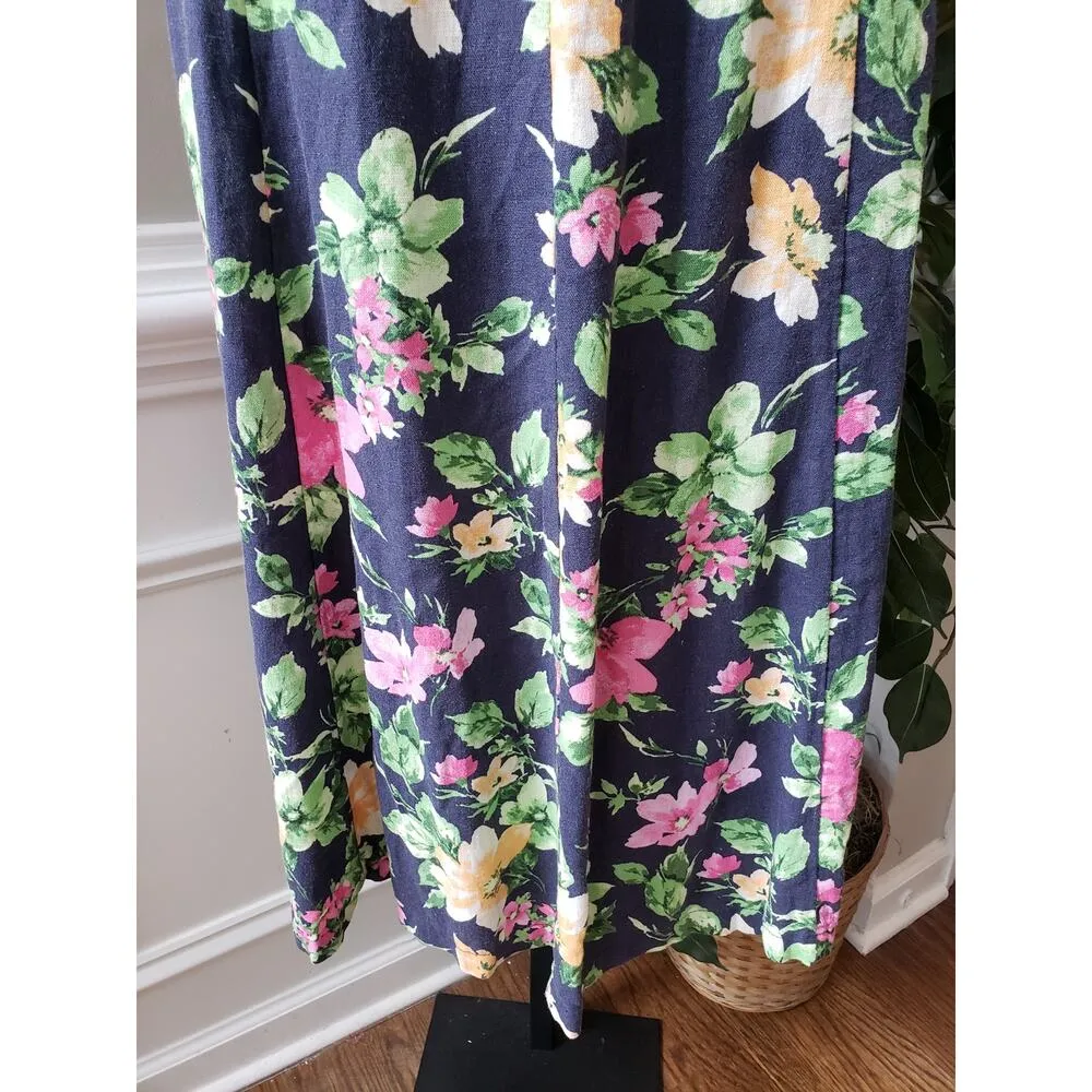 Old Navy Long Maxi Dress Women's Size M Blue Floral Sweetheart Neck Sleeveless - Image 11