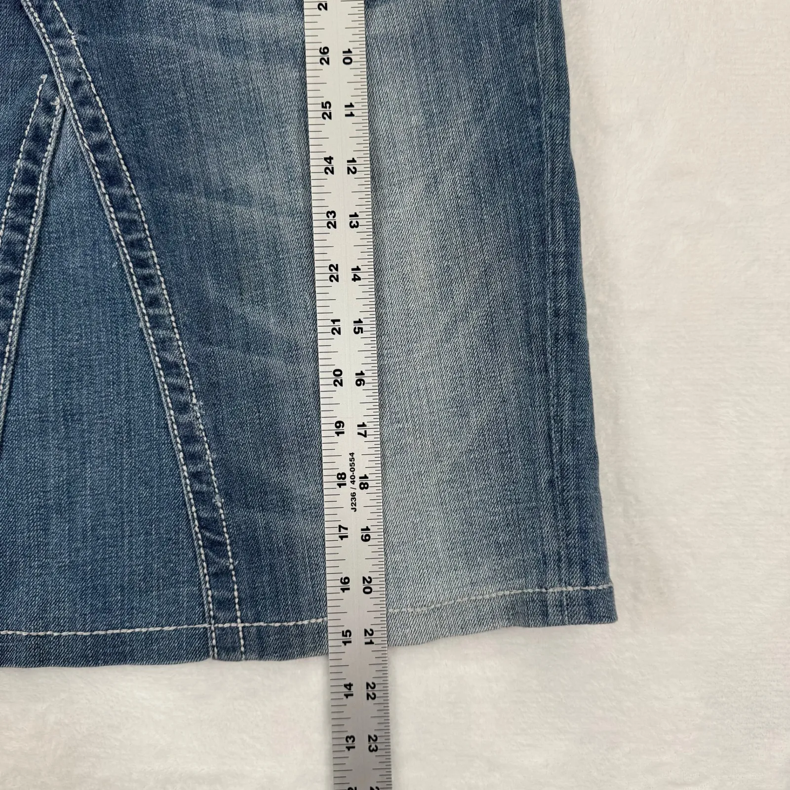 Miss Me Jeans Womens Size 30 Straight Denim Skirt Mid Wash Embellished JE514676L Blue - Image 3