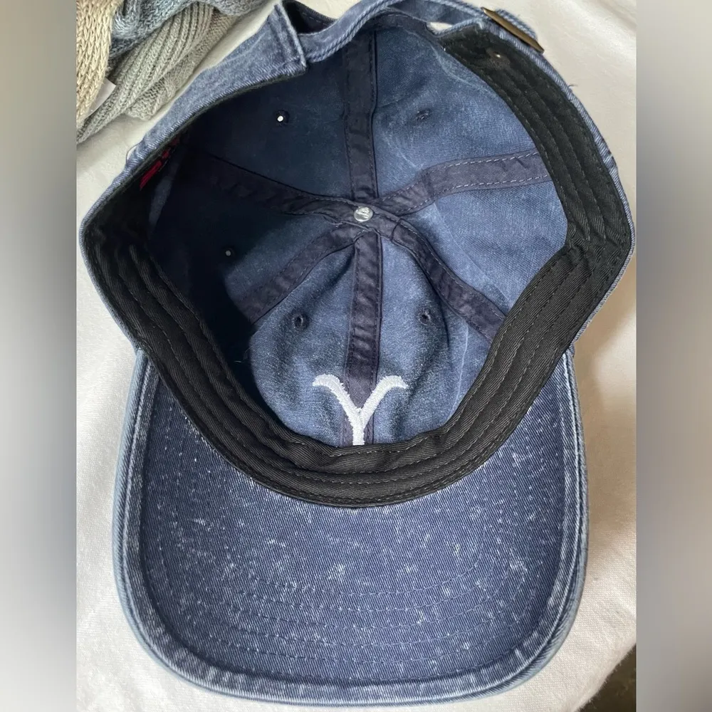 Yellowstone Blue Denim Cap White Logo Baaeball Hat - Image 4