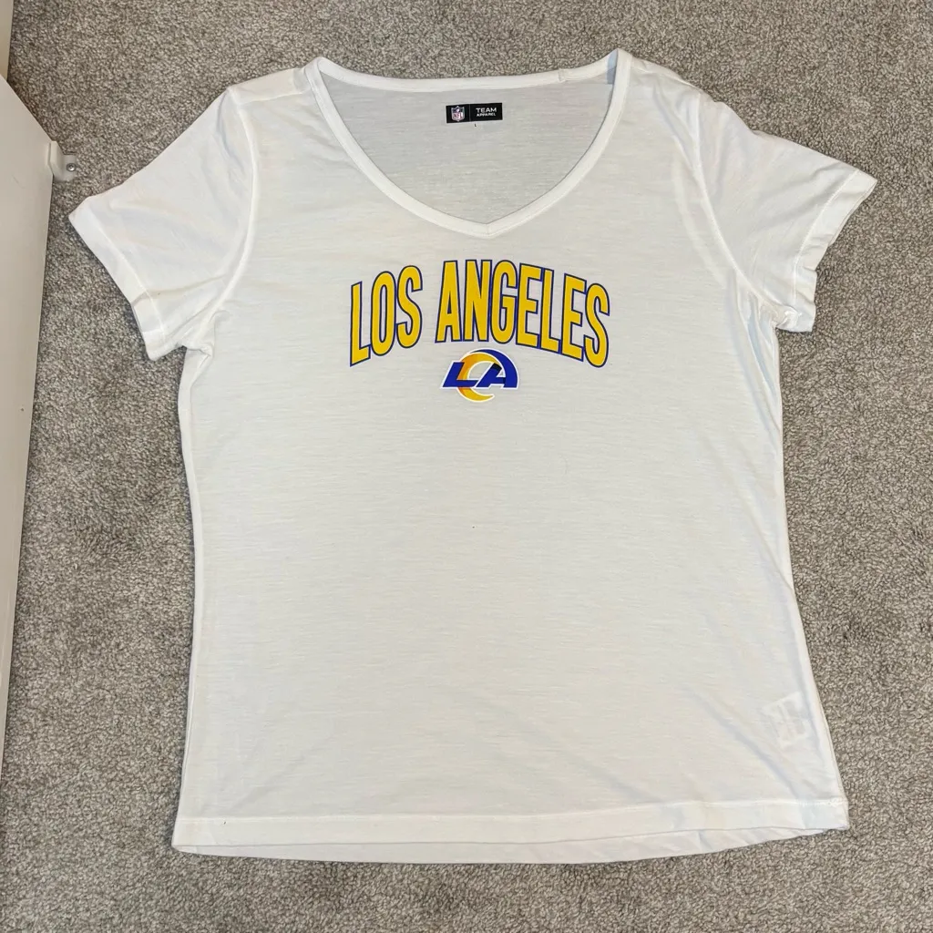NFL Los Angeles Rams White V-Neck Tee - Size L - Image 2