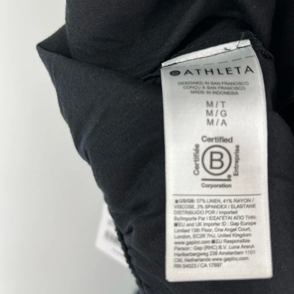 Athleta Women’s paradise wide leg black linen blend pant Lagenlook size MT NWT - Image 5