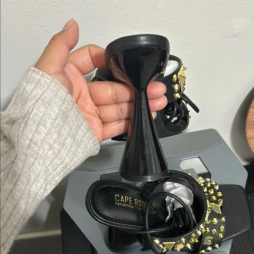 Cape Robbin Black and Gold Heels with Statement Chains - Image 5