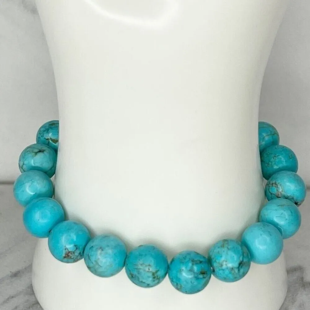 Faux Turquoise Bubble Beaded Stretch Bracelet - Image 6