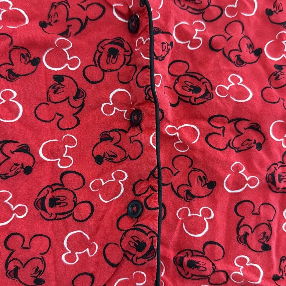 Disney Mickey Mouse Pajama Top Red Button Down XL Primark Sleep Shirt - Image 2
