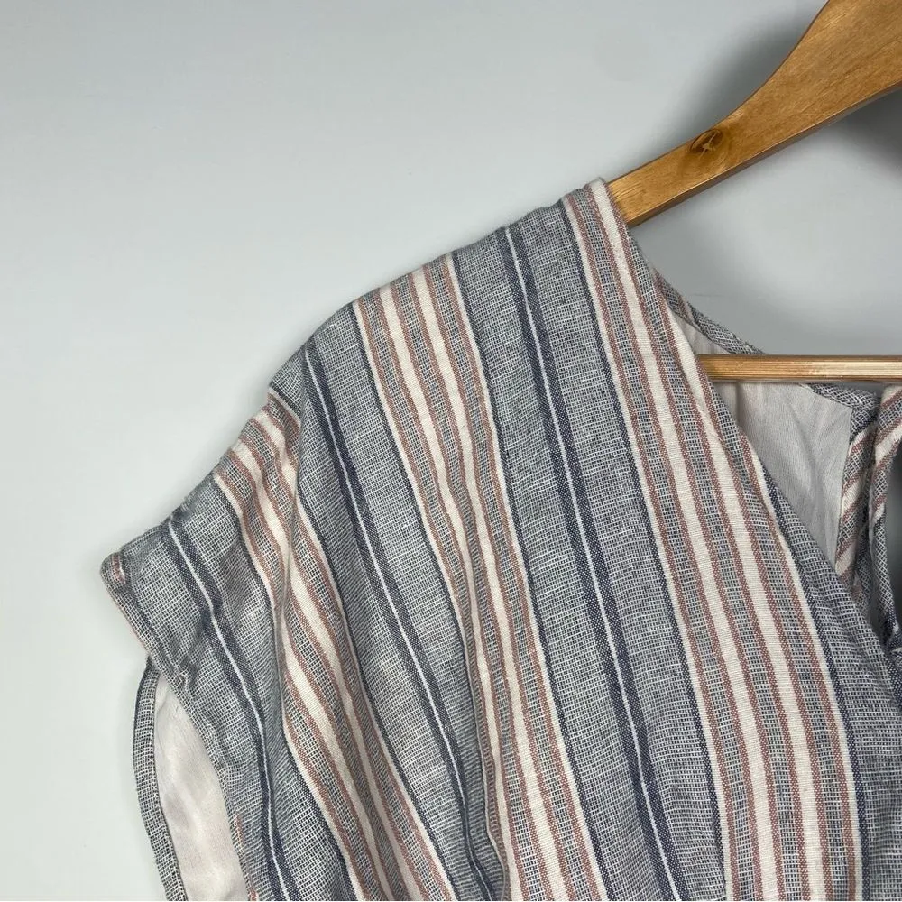 American Eagle Stripe Linen Romper Vacation Coastal Cottage Boho White Beach S - Image 4