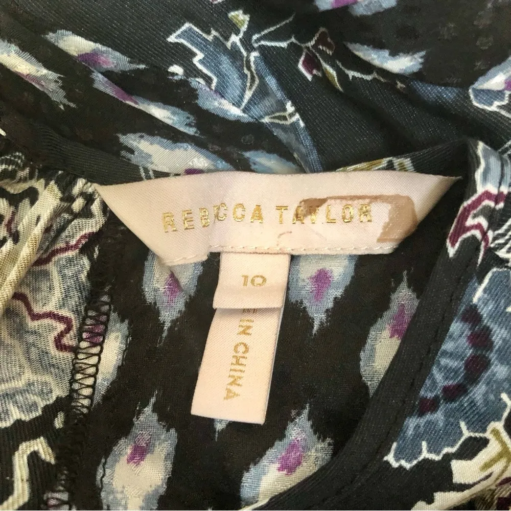 Jumpsuit Paisley Print Flutter Sleeve Silk Blend Navy & White 10 - Image 14